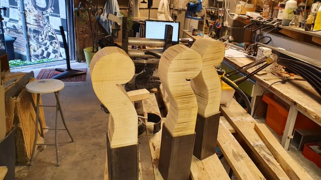 Lingsma electric upright bass - Maple headstock blocks ready for cnc machining